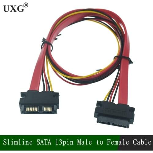 Slimline SATA 13pin Male to Slimline SATA 13pin 7+6 Female Extension Cable for SATA Slim DVD+/-RW Drive 30CM 50CM