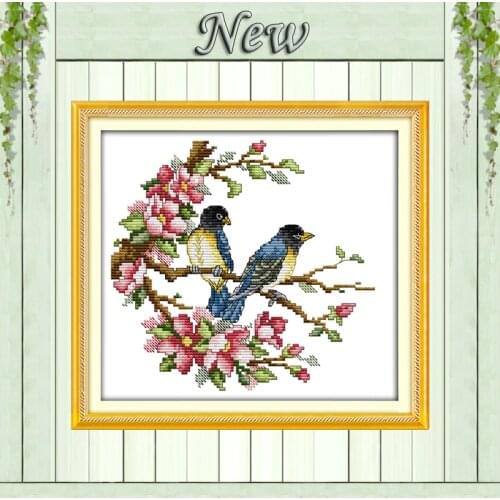 Magpies birds in the branches Painting Counted Printed on fabric 14CT 11CT DIY Cross Stitch DMC Needlework kits Embroidery Sets