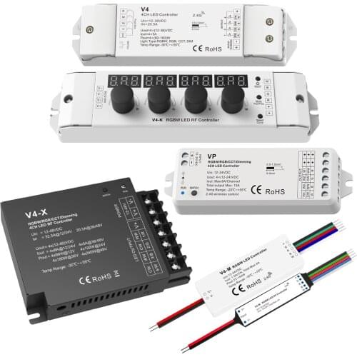 High Power 4 Channel RGBW RGB LED Controller For LED Strip Lights SMD COB Dimmer 2.4G RF Wireless 12V 24V 36V 5A 15A