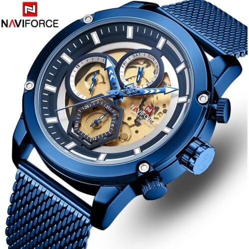 Top NAVIFORCE Mens Watch Brand Luxury Fashion Quartz Men Watches Waterproof Sports Steel Military Wrist Watch Relogio Masculino