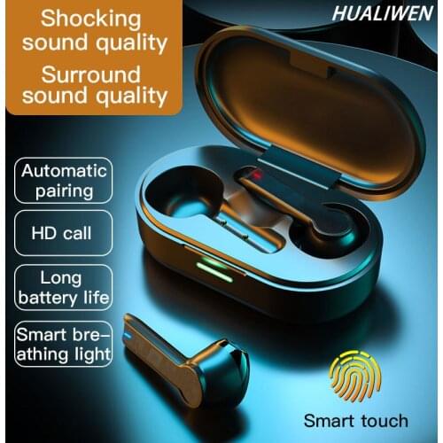TWS Bluetooth Wireless Headphones with Mic Sports Waterproof Bluetooth Earphones Touch Control Wireless Headsets Earbuds Phone