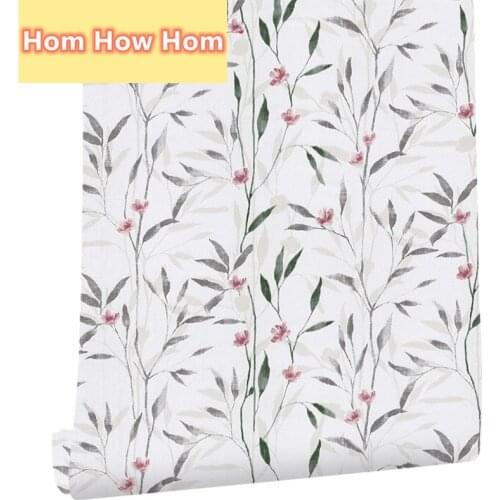 Vinyl Murals hand-paintedWall Green / Gray Floral Flower Self Adhesive Wallpaper Papers Design for Walls Bedroom Home Decor