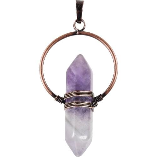 Vintage Chic Reiki Amethyst Pendant Gem Necklace Souvenir For Men Women Charm Mineral Jewelry