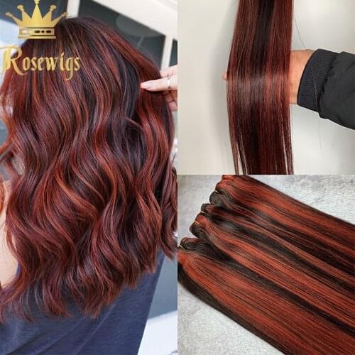 Hair Weft Quality Human Hair Extensions Natural Weave Straight Machine Remy Hair Bundles 100g Glueless #P1B/135