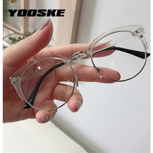 YOOSKE Transparent Spectacle Frame for Men Women Glasses Anti-fatigue Cat Eye High Quality Computer Eyeglasses Retro Optical Len