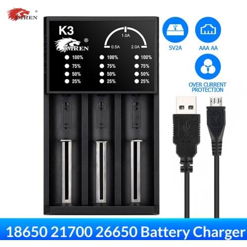 IMREN K3 Charger for Rechargeable Batteries 14500 16650 17650 18650 26650 21700 18350 AA AAA AAAA 3.7V/3.6V Lithium NiMH Battery