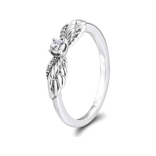 Genuine 925 Sterling Silver Jewelry Angel Wing Silver Rings for Women DIY Jewelry Engagement Wedding Ring Party Gift Wholesale