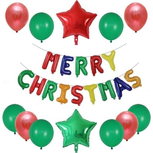 1set Merry Christmas Foil Letters Balloons Happy New Year Theme Party Decoration Balloon Confetti Latex Air Globos Supplies