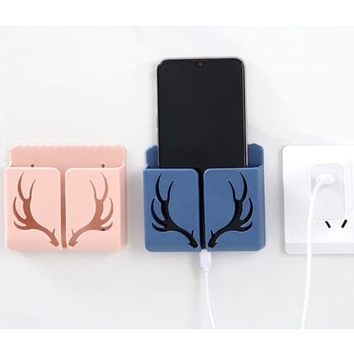 1pcs Wall Mounted Organizer Storage Box Remote Control Air Conditioner Storage Case Mobile Phone Charging Storage Rack 5 Color