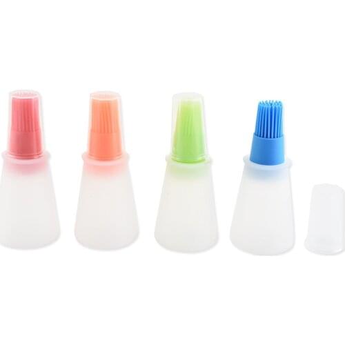 1 Pcs Portable Silicone Oil Bottle with Brush Grill Oil Brushes Liquid Oil Pastry Kitchen Baking BBQ Tool Kitchen Tools for BBQ