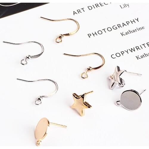 10pcs Fashion Korean Plated Gold Ear Hook Round Piece five-pointed Star Stud Earrings For Women Pendant Jewelry Accessories