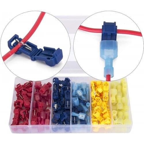 120 PCS T Tap Electrical Connectors Quick Wire Splice Taps and Insulated Male Quick Disconnect Terminals (Yellow, Red Blue)
