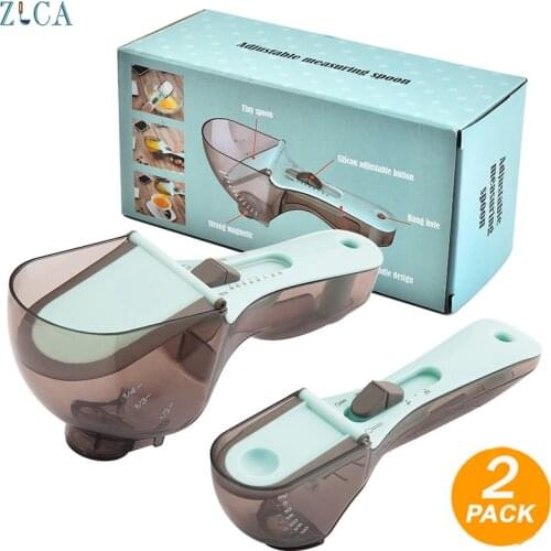 2Pcs Adjustable Measuring Spoons with Magnetic Snaps Multifunctional Markings Magnetic Scoop Teaspoons 5ml To 30ml scale Kitchen