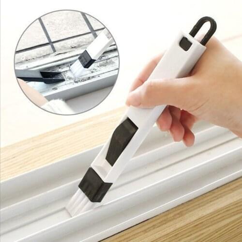 2 in 1 Multifunctional Computer Window Crevice Cleaning Brush Window Groove Keyboard Nook Dust Shovel Window Track Cleaning Tool