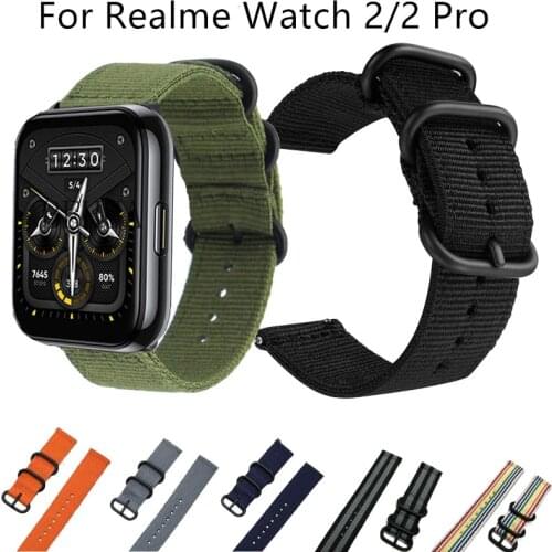 20mm 22mm Watch Strap For Realme Watch/Watch 2/2 Pro Sports Nylon Nato Quick release Watchband For Realme Watch S/S Pro Bracelet