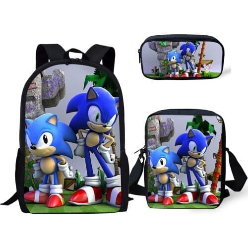 3 Pcs/Set Backpack SONIC RACING School Backpack for Teenage Boys Girls Student School Bag Custom Bag Travel Backpack