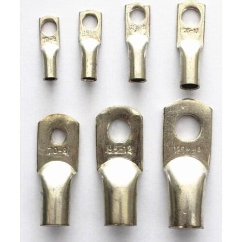 30Pcs Copper Tube Terminal Rings Cable Lug JG10-8, 10mm2 Wire ,8mm Hole