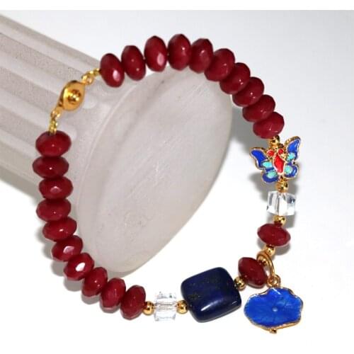 5*8mm natural mix-stone chalcedony jades abacus beads strand bracelet bangle women lapis lazuli cloisonne jewelry 7.5inch B2942