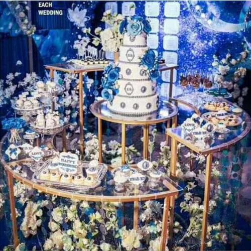 5pcs/lot dessert table gold or white metal cake stand flower holder Wedding Decoration food table welcome props