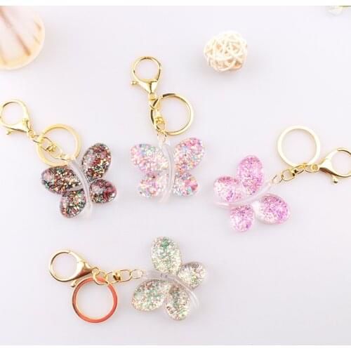 7 colors butterfly acrylic Key Chain colorful butterfly keychain bag key ring Wholesale at low prices gift lady Keychain & Penda