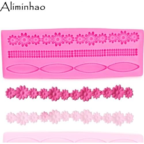 B0003 Long strip cake border flower shape silicone mold cake decorating tools fondant chocolate dessert decorators moulds