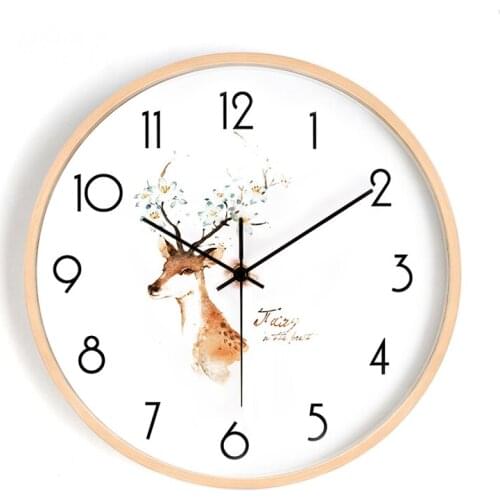 Solid wood clock Nordic wall clock household living room wall watch simple atmosphere clock silent fashion creative bedroom