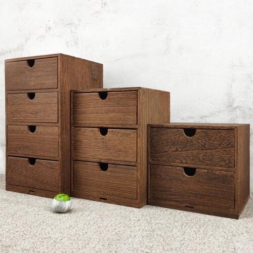 Hot wooden box storage cabinet wooden chest of drawers jewelry cosmetic storage box office storage box cosmetic storage drawerWF