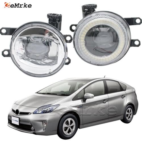 EEMRKE 2in1 LED Angel Eye Daytime Running Lights DRL + Cut-Line Lens Fog Lights for Toyota Prius ZVW30 Facelift 2012 2013-2015