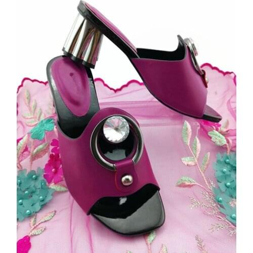 Doershow hot selling! Beautiful Wedding Shoes top quality LOW Heel African Sandals With Shinning Stones ! SGG1-3