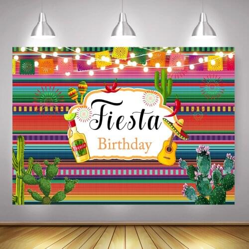 Mexico Fiesta Birthday Party Photo Background Decoration Day of Dead Dress-up Photography Backdrop Cactus Guitar Photocall