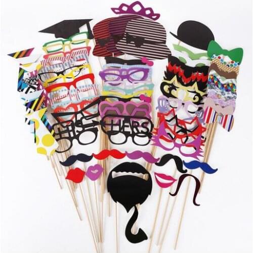 Photo Props 76 Pcs/Set DIY Photo Booth Props Wedding Souvenirs China Cute With A Bamboo Stick Mustache Lips Decor Party Supplies