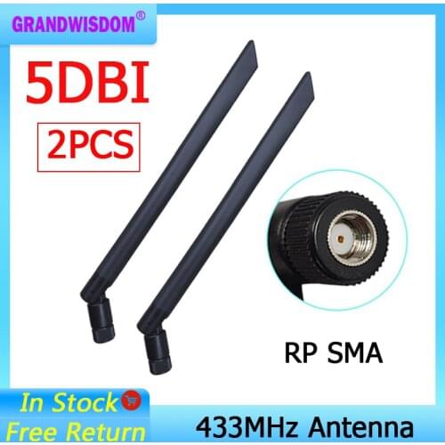 2pcs 433Mhz Antenna 5dbi GSM 433 mhz RP-SMA Connector Rubber waterproof directional antenne wireless Receiver for Lorawan