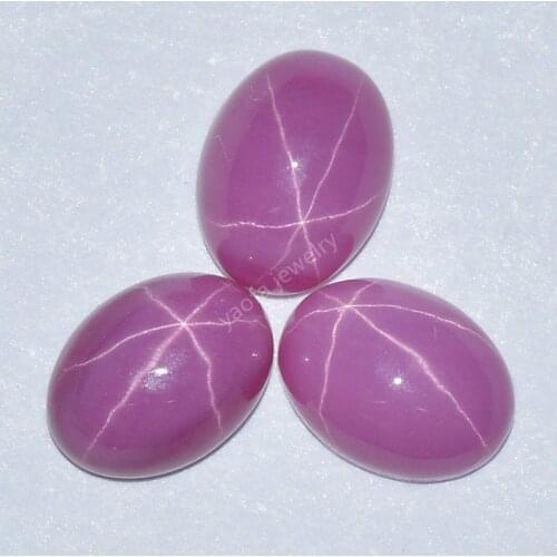 Sale 5x7mm~12x16 Hardness 9 Rose Red Star Corundum Stone Oval Shape Cabochon Flat Bottom Back Synthetic Gems For Jewelry