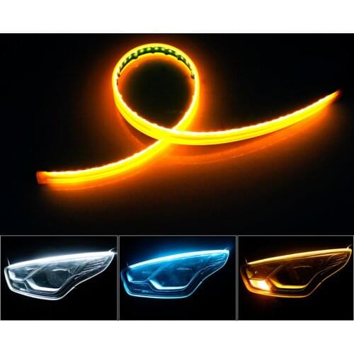 KEIN Ultrafine Waterproof DRL flowing 60cm Daytime Running Light guide strip Car LED Strip Turn Signal Yellow External Light 12V