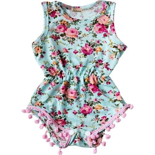Citgeett Summer Baby Girl Pretty Flower Tassel Romper Child Rosy Baby Girl baby floral romper baby girl jumpsuit outfits