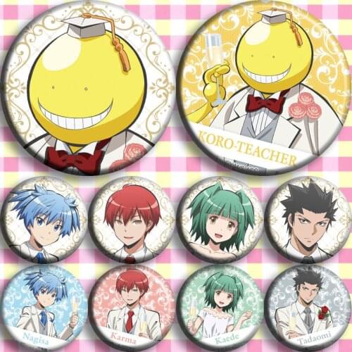 Cartoon 58mm badge Assassination Classroom Korosensei Shiota Nagisa Kayano Kaede Brooch Acrylic Icons