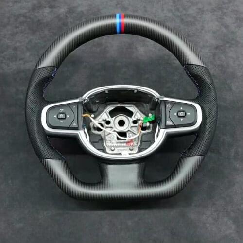 Real Carbon Fiber Cuatomized Steering Wheel Alcantara Leather for Volvo XC90 2018-2021
