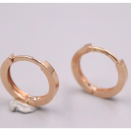 Real 18K Rose Gold Earrings 30x6mm Hollow Pattern Ball Ear Hook About 1.12g For Woman