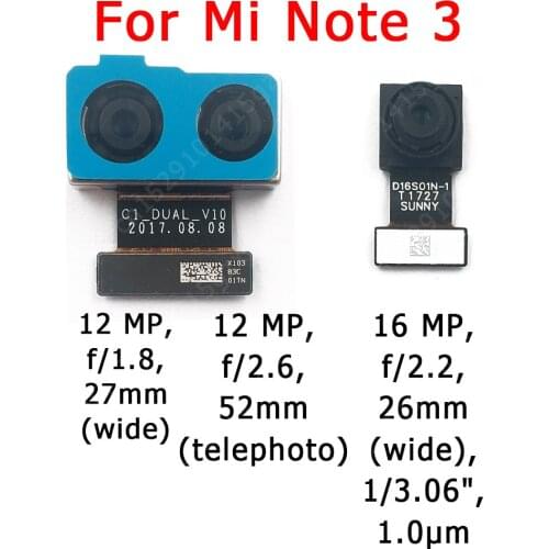 Original Front and Rear Back Camera For Xiaomi Mi Note 3 Note3 Main Facing Camera Module Flex Cable Replacement Spare Parts