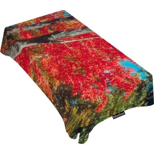 Autumn Maple Leafs Red Tablecloth Table Cover for Dining
