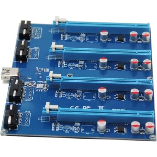 PCI-E 1x Expansion Kit PCI Express 1 to 4 Port PCI Express Switch Multiplier HUB Riser Card PCIE x1 to x16 Adapter for BTC Miner