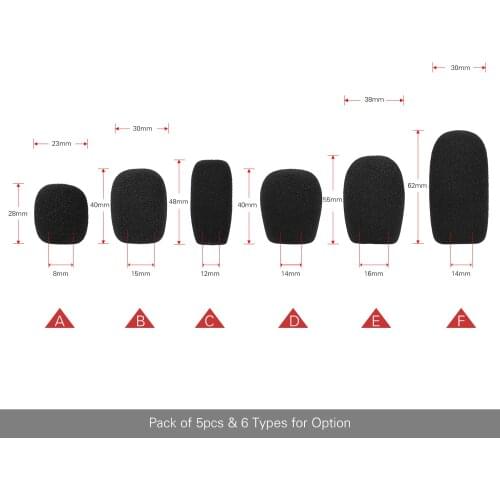 5pcs Mini Microphone Windscreens Mic Foam Covers for Lapel Lavalier Headset Microphone Black Colors