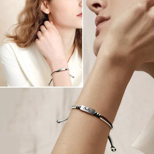 Custom Braided Stylish Rope Cord Bracelet Personalized Stainles Steel Beads for Women Girls Mother Daughter Sister