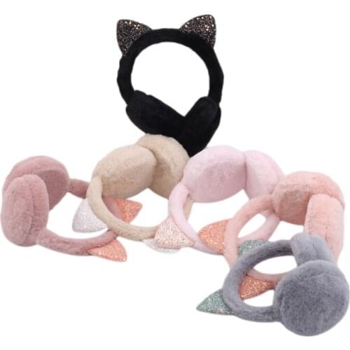 Hang Ear Cover Warm Winter Earmuffs Female Headwear Cartoon Ear Muffs Fur Earmuffs Cold Ear Warmer Fold Ear Protection Headband