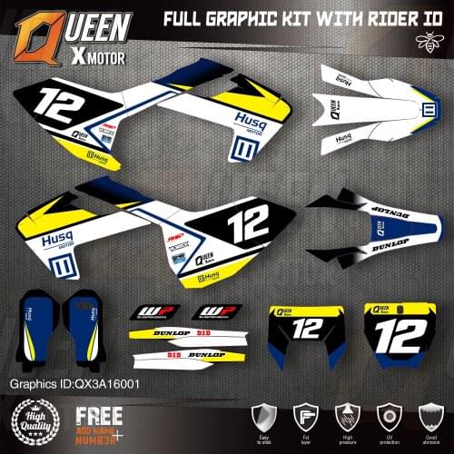 QUEEN X MOTOR Custom Team Graphics Decals Stickers Kit For Husqvarna Decal 2016-18 TC FC TX FX FS 17-19 TE FE 125-450CC 01