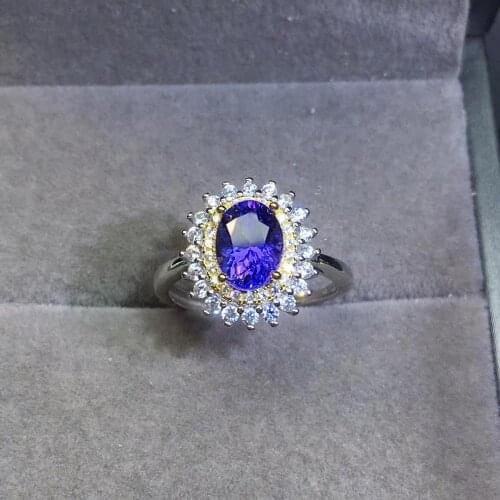 The Best Gift for the Party 100% Real And Natural Tanzanite Rings 925 Sterling Silver Fine Jewelry