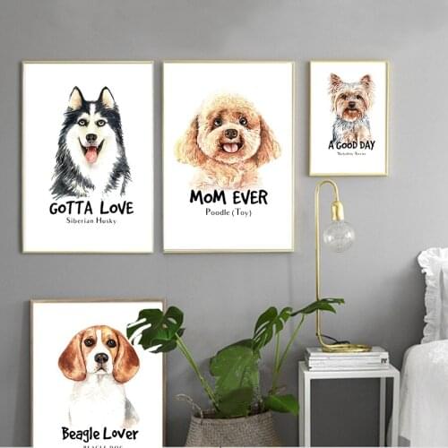 Nordic Pet Dog Decorative Painting Husky Poodle Yorkshire Terrier Living Room Animal Frameless Hanging Painting Spray Paint