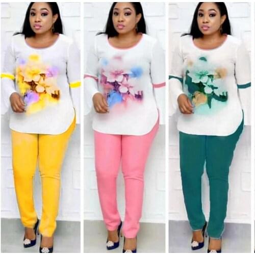 Two Piece Set Tracksuit Women Festival Clothing Summer Top+Pant Sweat Suits 2 Piece Outfits African Matching Sets Plus Size