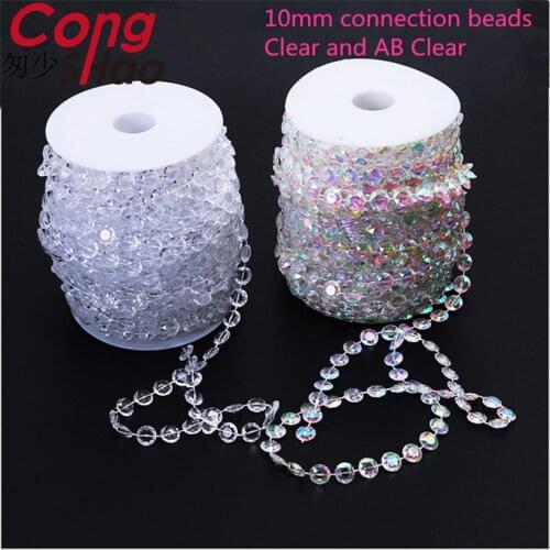 Cong Shao 2m/pack 10mm Acrylic Rhinestone Beads Chain Trim for DIY Wedding Party Decoration Jewelry Findings Accessories ZZ001