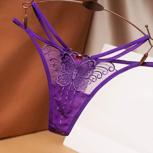 Women Porn Thong Sexy Panties Erotic Lingerie See Through Lace Pants Hollow Out G-String Briefs Underwear Butterfly Embroidery